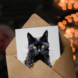 Mother'S Day Greeting Card Black Cat Lover Yellow Flowers For Mum