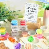 Funny Baby Shower Games Decorations Let'S Make A Baby Playdough Game Sign Set 24 Play Doughs 24 Pencils Shower Gender Reveal Game Activities Adults Boys Girls(Black And White Babysuit)