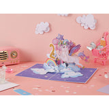 Unicorn Happy 2Nd Birthday Card, Pop Up Birthday Card For 2 Year Old For Kids, Girl, Toddler