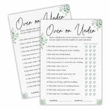 30 Bridal Shower Game Cards - Over Or Under Or Just Right - Eucalyptus Leaf Plant Themed Wedding Games, Engagement? Wedding Party Activity Games? Suitable For 30 Guests? Favors & Supplies - A04