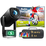 Auto Focus 1080P Projector, Battery, WiFi, Bluetooth, Smart, 4K, Portable