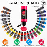 52 Pcs Acrylic Paint Set - 36 Colors (2Oz/60Ml) With Brushes, Knives & Palette - Rich Pigments Gifts For Adults, Artists & Beginners - Painting On Canvas, Ceramic, Rock, Wood