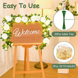 2 Pcs Flower Garland With 19.6 Ft Lights, 13.2 Ft White Floral Garland Fake Flowers For Home Wedding Party Wall Garden Room Outdoor Decor