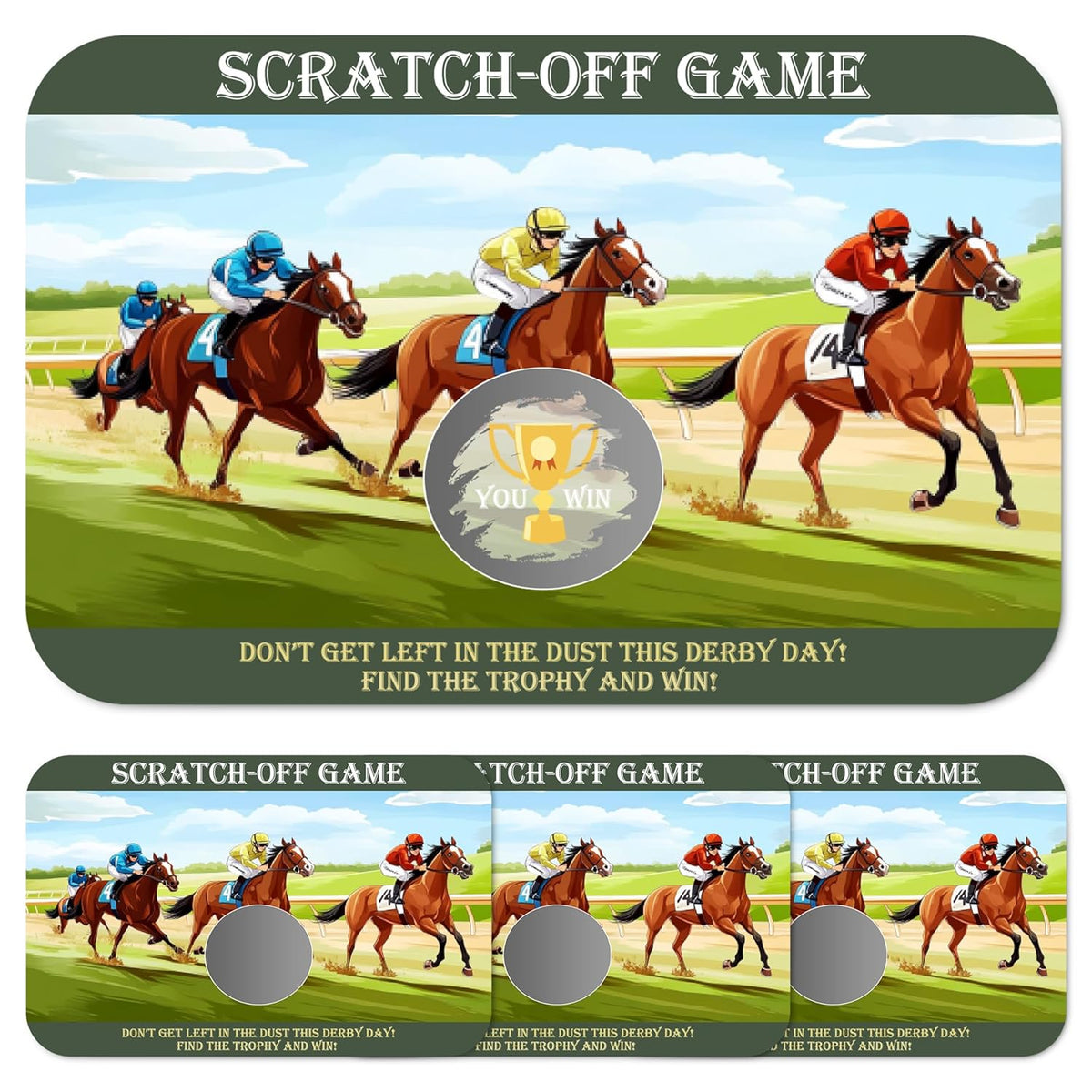 Horse Race Scratch Off Games, Kentucky Horse Derby Ice Breaker Cards For Horse Racing Lover Party, 50 Sets With Stickers