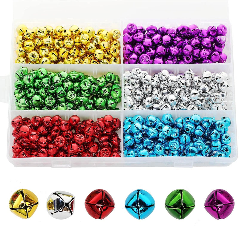 600Pcs Jingle Bells, 10Mm Mini Craft Bells With Storage Box 6 Colors Small Diy