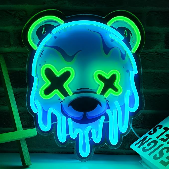 Ice Bear Neon Sign USB Dimmable LED Wall Light for Bedroom Bar Man Cave Decor