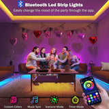 100FT RGB LED Strip Lights Music Sync App & Remote Control Color Changing Bedroom Lights