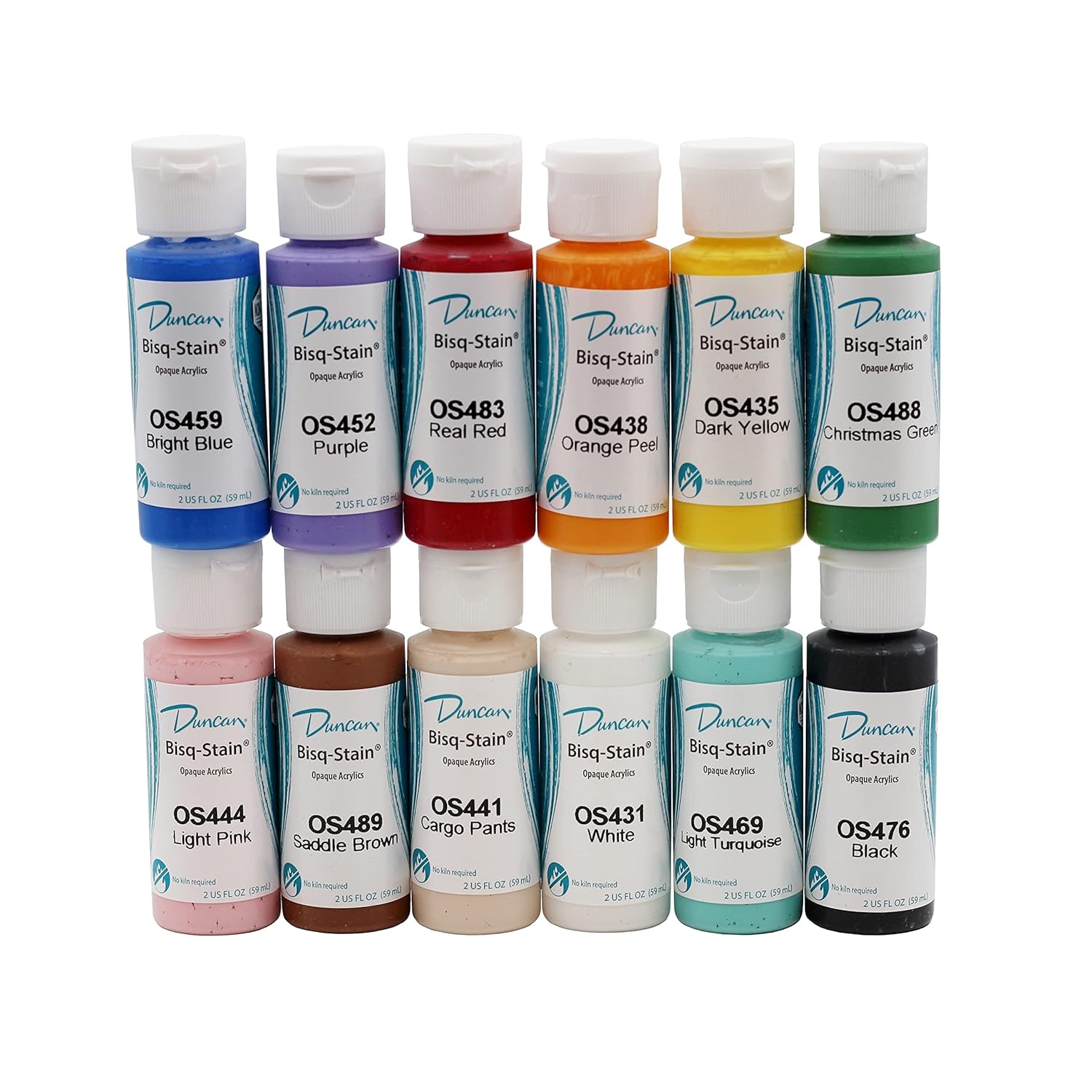 Duncan Oskit-1 Acrylic Paint Set, 12 Popular Colors In 2 Ounce Bottles With Free How To Paint Ceramics Book