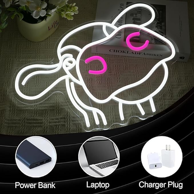 Cow Neon Sign Dimmable USB LED Wall Light 16.5 x 12.6 Inch Funny Animal Decor for Farmhouse Bedroom Bar