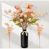 12Pcs Mixed Pink Artificial Flower, Silk Flowers For Centerpiece Table Wedding Party Home Decor, Fake Flower With Faux Chrysanthemum Flowers Artificial 10 Stems + Eucalyptus (No Vase)