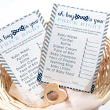 Bow-Tie Guess The Price Baby Shower Games - 25 Cards - Little Man Themed Baby Shower Game Ideas - Navy And Grey 4X6 Card Set For Boys