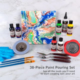 Wa Portman 38-Pc Ready To Pour Acrylic Pouring Paint Set – 6 Bottles Of Acrylic Paint Kits For Adults – Complete Painting Sets With Canvas Painting Supplies For Beginners & Professionals