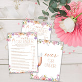 Wildflowers Wedding Games, Over Or Under, 25 Guest Party Pack, Adults, 5X7 Inches, Perfect For Bridal Showers & Engagement Parties