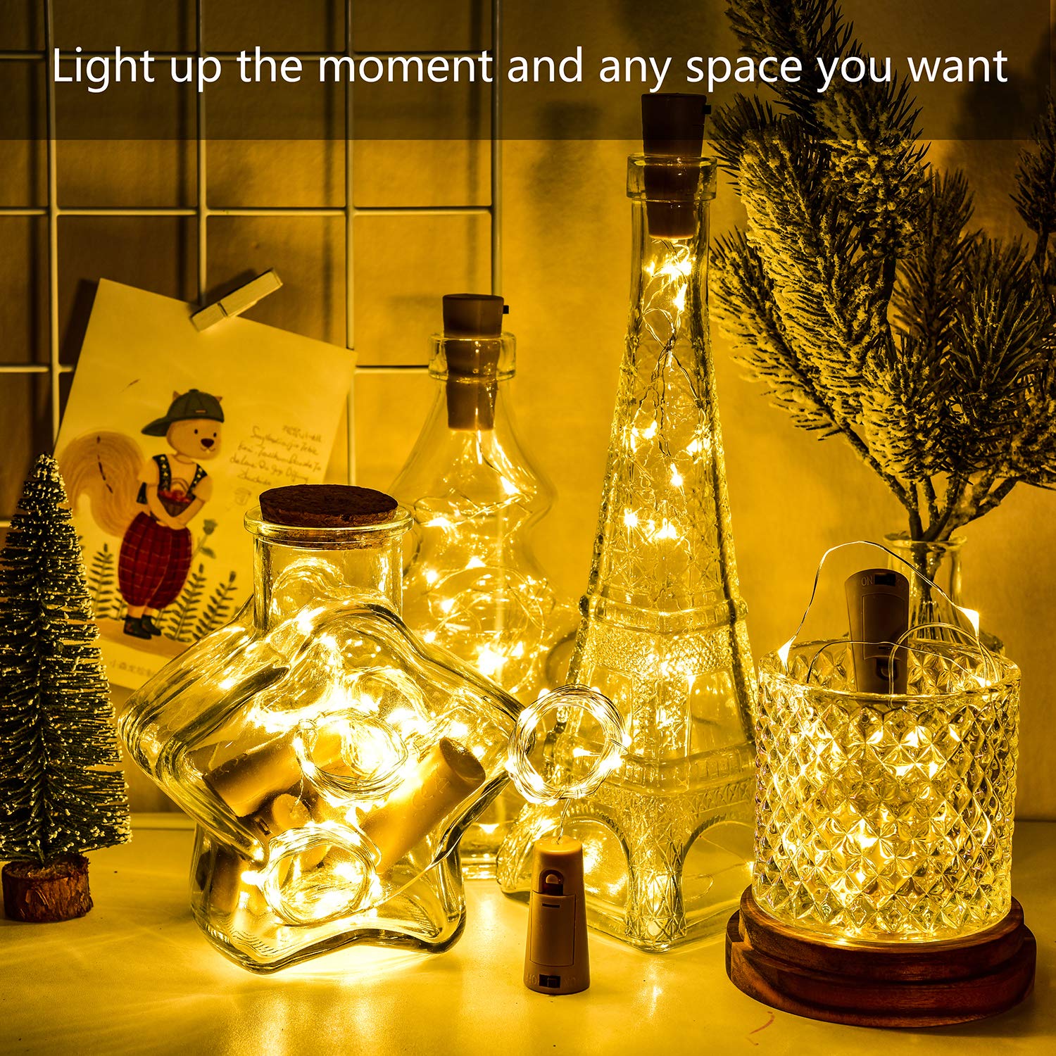 Wine Bottle Lights With Cork, 6 Pack Mini Fairy String Lights Battery Operated With 6 Replacement Batteries, Party Decor