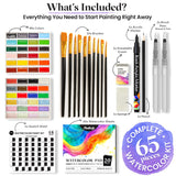 Professional Watercolor Paint Set - 48 Semi Moist Water Colors Paint Adult Set, Xl Pans | With Painting Brushes, Water Color Pad & Art Supplies | Suitable For Adults, Kids, Beginner & Artists