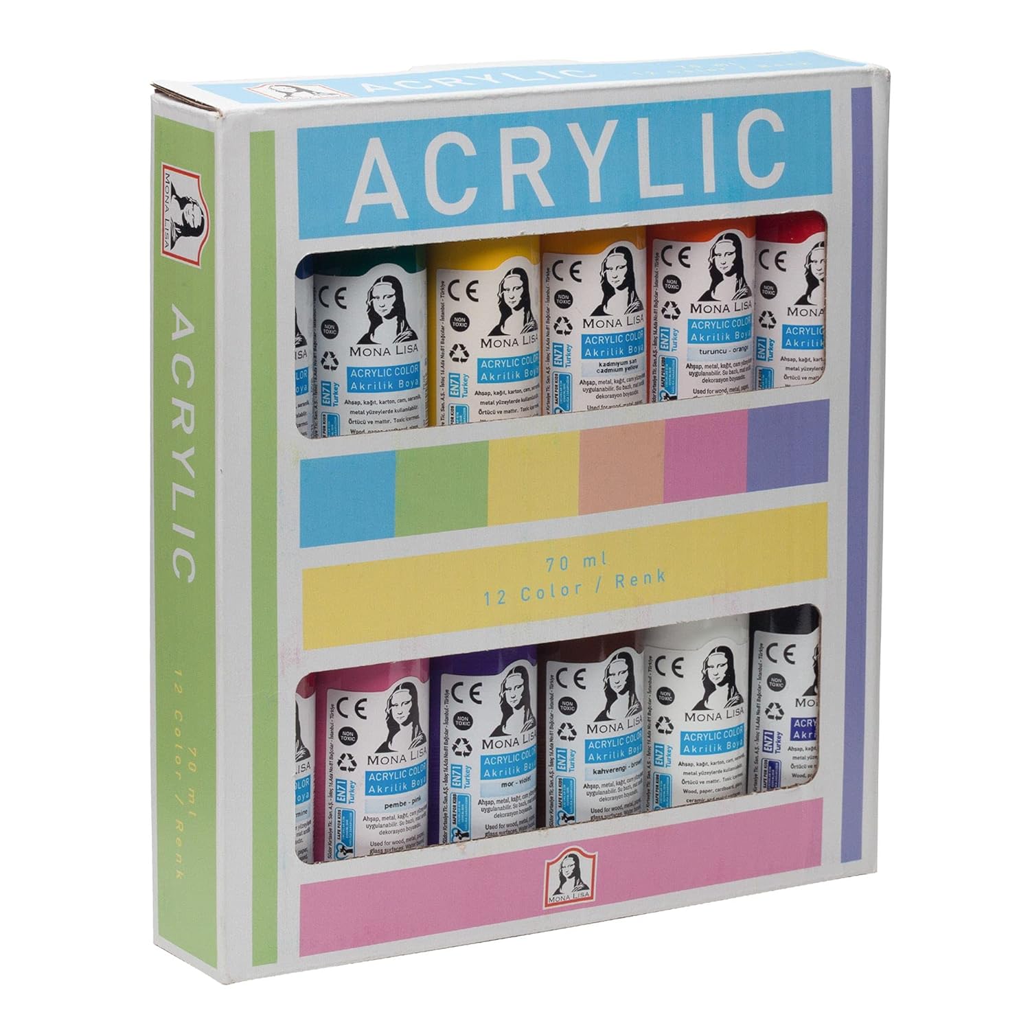 Acrylic Paint Set – 12 X 70 Ml Non-Toxic, Waterproof Colors For Kids, Beginners & Hobby Artists | Works On Canvas, Wood & Stone