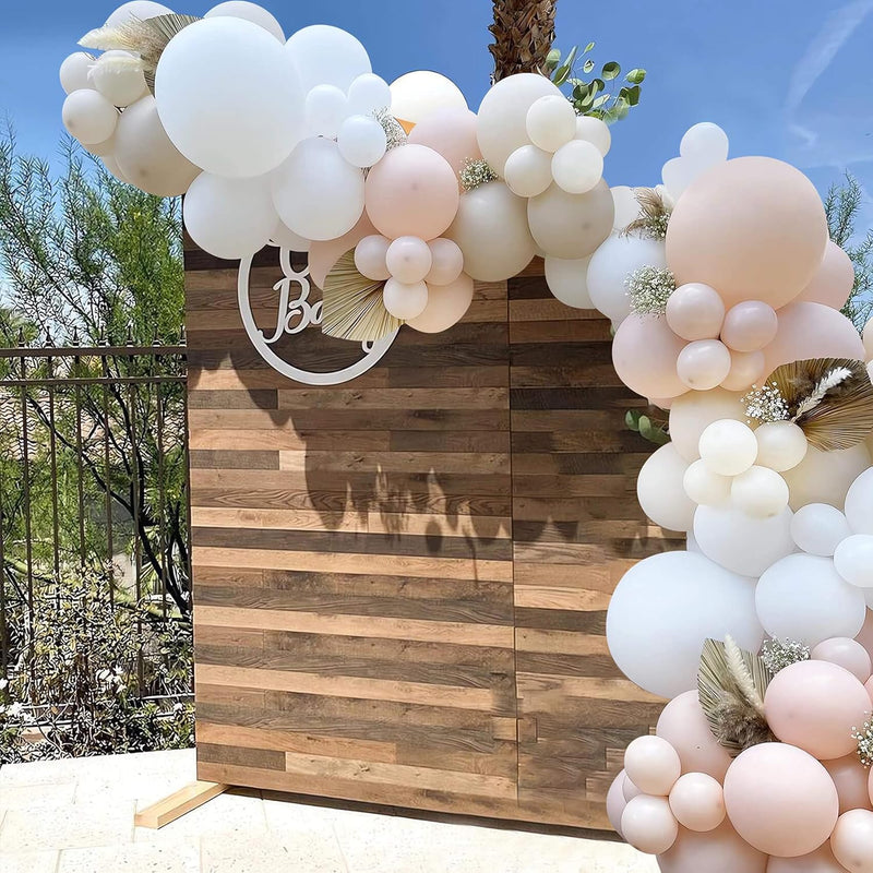 138Pcs Apricot White Balloon Arch Garland Kit White Nude Pink Apricot