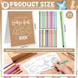 Baby Shower Games Baby'S First Abc Coloring Book 26 Curious Activity Cards Animal Alphabet A To Z Coloring Card With 24 Watercolor Pen For Baby Shower Activities (Kraft Paper)