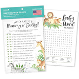 20 Safari Baby Shower Games Gender Neutral-Hilarious For Girl, Funny Boy, Guess Who Mommy Or Daddy, Baby Games Word Search Game