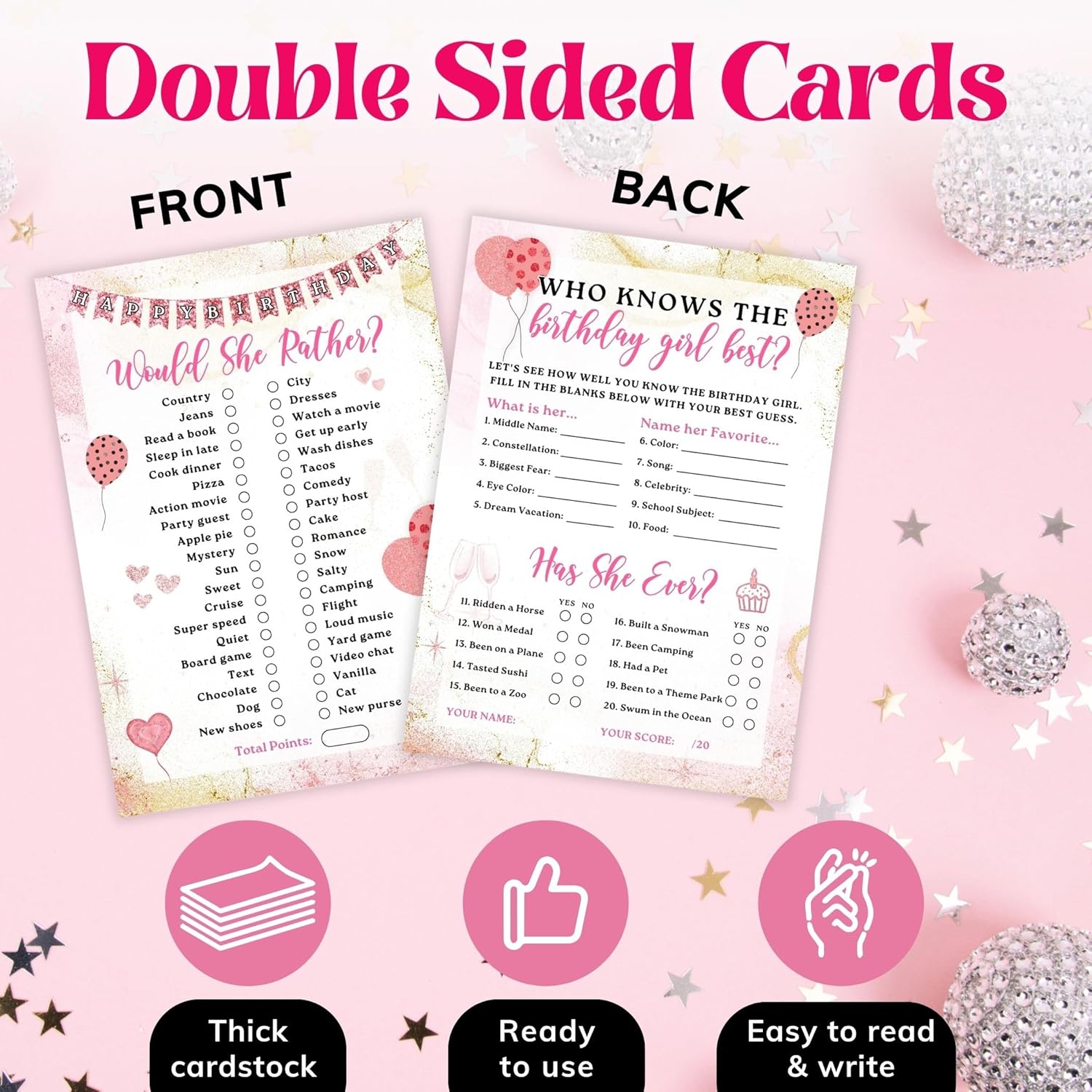 Who Knows The Birthday Girl Best Game - Teen Girl Birthday Party Games For 25 Guests, Birthday Word Scramble Sleepover Party Supplies For Girls, Fun Birthday Activities For Teens Party Decor