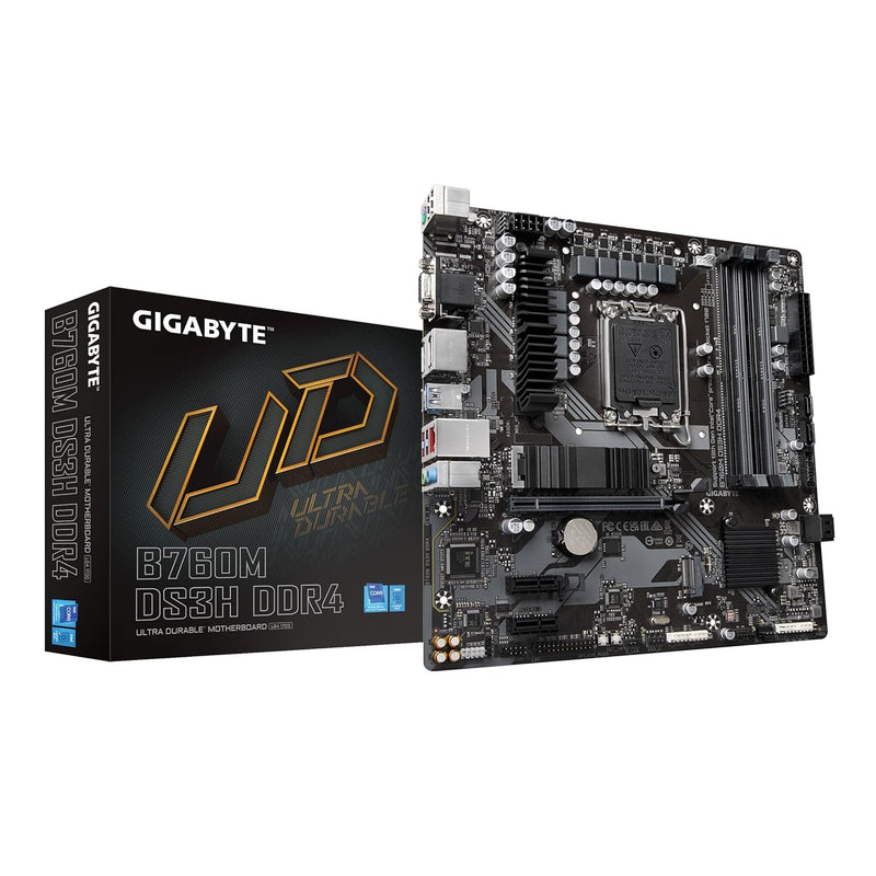 GIGABYTE B760M DS3H DDR4 (LGA 1700/ Intel/ B760/ M-ATX/ DDR4/ Dual M.2/ PCIe 4