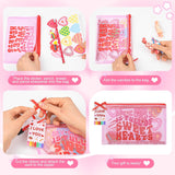 24 Pack Valentines Gifts For Students Classroom Exchange - Bulk Valentines Party Favors Birthday Goodie Bags Class Rewards Prizes Stationery Set With Reusable Zipper Pouches With Cards