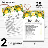 Lemon Bridal Shower Games - Bundle Includes He Said Or She Said & Who Knows The Bride Best - 25 Double-Sided Cards - Fun Ideas For Engagement Parties & Rehearsal Dinners - Main Squeeze Design