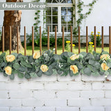 2 Pack 13Ft Artificial Spring Eucalyptus Flower Garland With Fake Rose Flower Floral Vine & Seeded Eucalyptus Greenery Garland For Wedding Arch Table Runner Backdrop Party Spring Decor (Champagne)