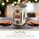 Christmas Tree Nutcracker Cookie Jar - 12" Earthenware Festive Cookie Jar With Lid For Christmas Treats - Decorative Candy Jar For Kitchen Counter, Holiday Cookie Container, Seasonal Home Decor