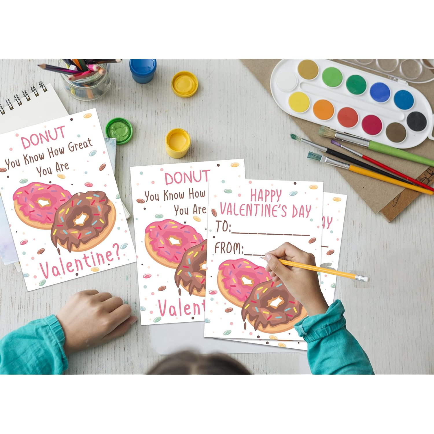 Donut Themed Valentines Day Exchange Cards,30Pcs Boys Girls Valentines Day Cards,Valentines Day Exchange Gifts,Boys Girls Valentines Day Party Favors For Boys Girls Classroom School,L2