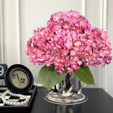 Hydrangea Artificial Flowers 4 Pcs 20" Magenta Latex Real Touch Hydrangea Flowers Full Faux Hydrangea Flowers Fake Bouquet For Outdoors Home Decor Table Party Wedding Centerpiece Bouquet Floral