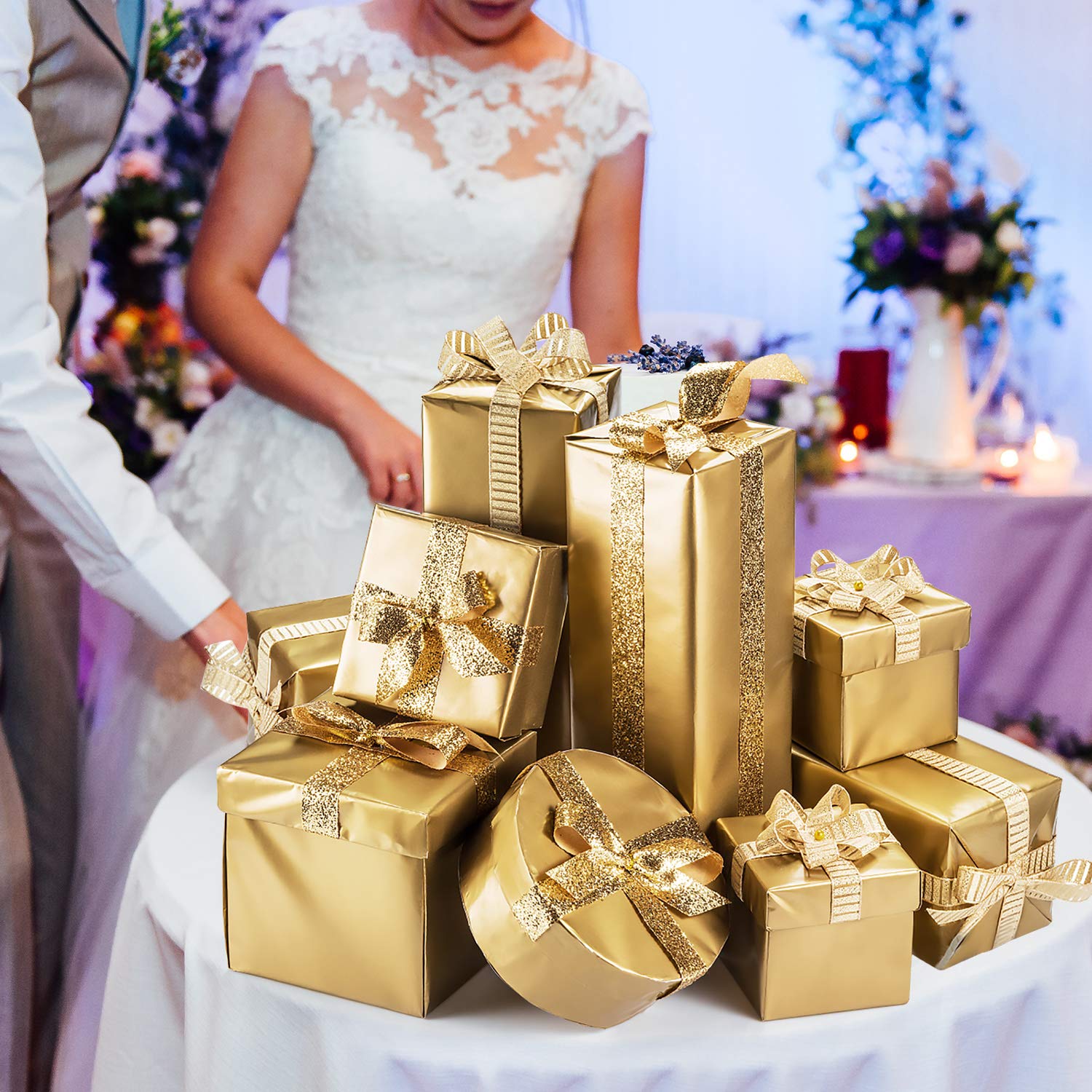 50 Sheets Metallic Gold Tissue 20X14 Inch Gift Wrap Paper Bulk Gift Wrapping Accessory Wrap For Wedding Birthday Party Favor Decor Diy Fringes Shredded Fill Confetti (Gold)