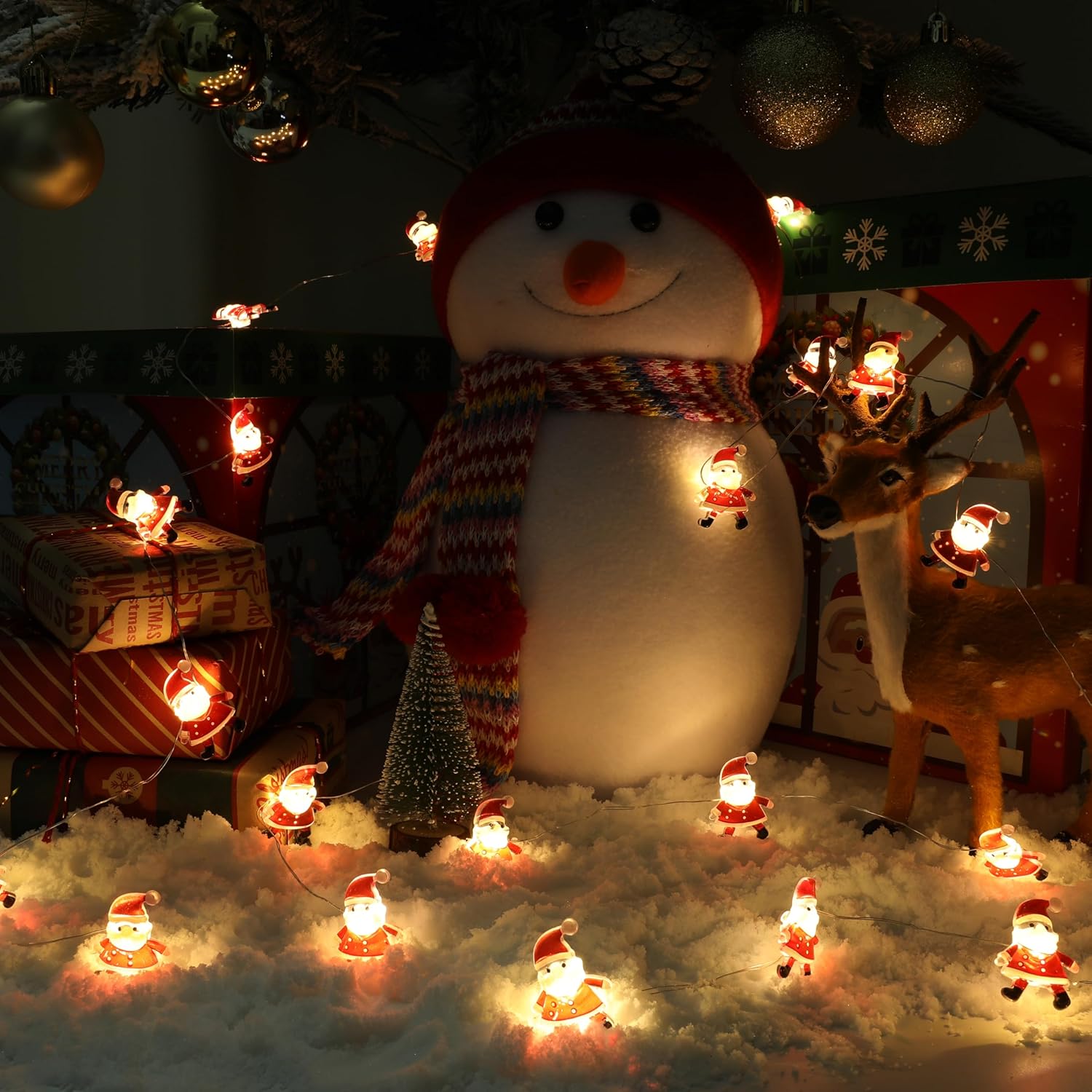 2 Pack Battery Operated Fairy String Lights For Christmas Tree Decorations, 7Ft 20Led Santa String Lights For Indoor Chr