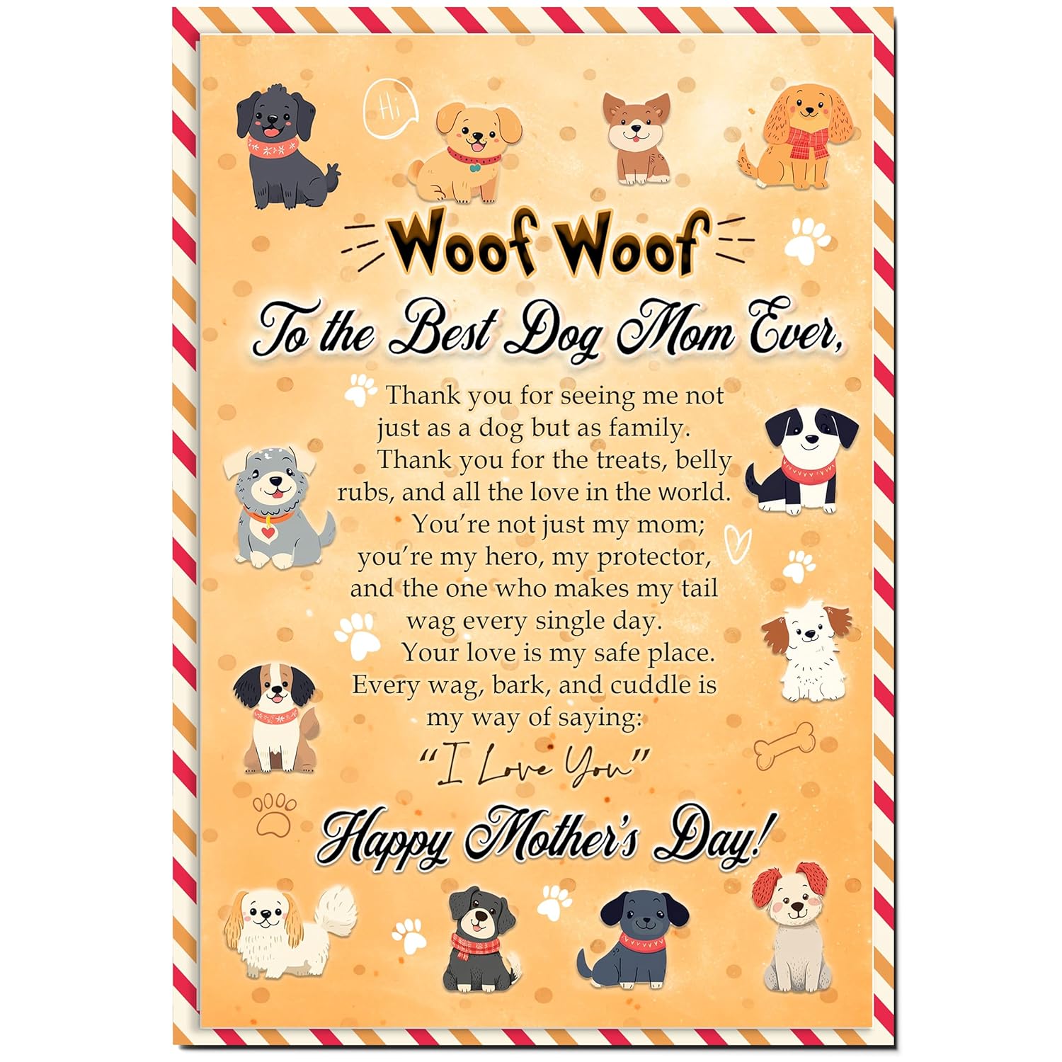 Mother'S Day Card For Dog Mom, 5X7 Inches Greeting Card, Premium Envelope And Seal, Unique Dog Mom Cards From Fur Babies, Heartfelt Pet Lover Appreciation Keepsake