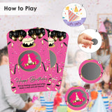 Black And Pink Birthday Party Scratch Off Games For Girls, Black And Gold Balloons Ice Breaker Cards For Birthday Party, 50 Sets With Stickers