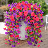 4Pcs Artificial Morning Glory Vines Spring Summer Hanging Flowers For Outdoor With Eucalyptus Leaf, Silk Flowers For Outside Home Garden Patio Decor