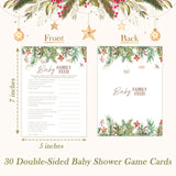 Baby Shower Games For Boys Girl, 30 Christmas Baby Family Feud Game Cards, Xmas Winter Holiday Gender Reveal Party Decorations Supplies Favors - I08