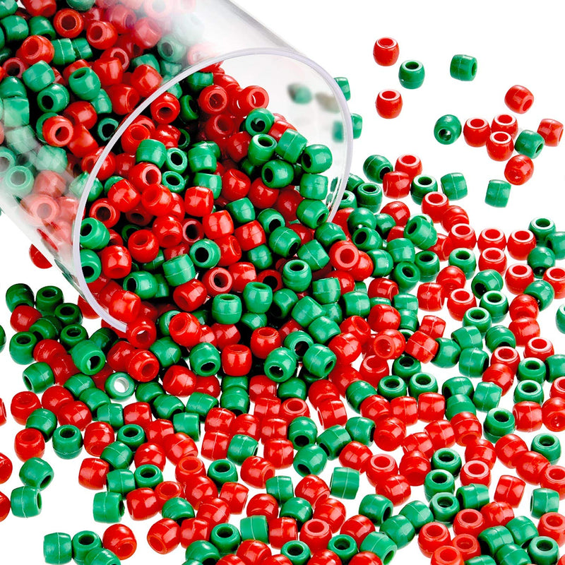 1000 Pieces Christmas Pony Beads Plastic Craft Beads Christmas Round Beads Wit