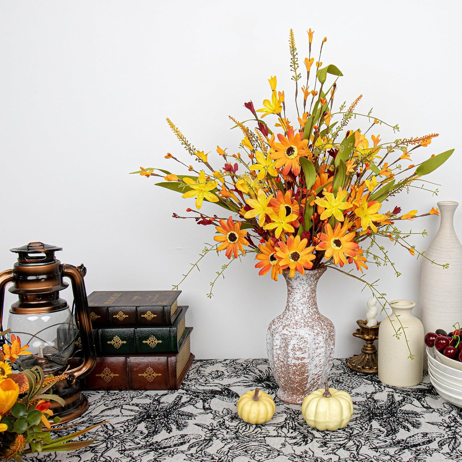 Artificial Fall Flowers 12 Pcs Fall Flower Picks 17 Inches Floral Stems With Daisies For Autumn Thanksgiving Flower Arrangements Table Centerpieces Diy Crafts