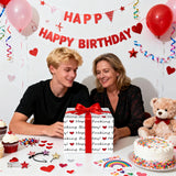 Funny Birthday Wrapping Paper Roll, “Happy F*Cking Birthday” Design With Red Hearts, Bold Humor Gift Wrap For Adults, Friends, Gag Gifts, Birthdays, Mini Roll 17 In X 16.4 Feet