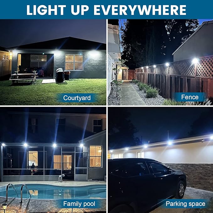 4 Pack Wireless Solar Motion Sensor Lights 400LM Waterproof Outdoor Security Lights