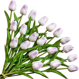 Artificial Light Purple Tulips 20 Pcs – 13.5 Inch Pu Faux Flowers With Bendable Stems For Home Décor, Wedding Centerpieces, Diy Floral Arrangements, New Year And Valentine'S Day