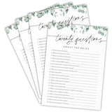 Twenty Questions About The Bride Bridal Shower Game - Greenery Eucalyptus - 30 Pcs Double-Sided Fill-In Wedding Game Cards For Newlyweds, Engagement Party Activities & Decorations -B08