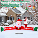 10Ft Christmas Santa Claus Long Arm Inflatables Outdoor Decorations, Christmas Blow Up Hug Santa Claus Decoration With 5