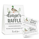 Baby Shower Game Set, 50 Diaper Raffle Tickets With 1 Standing Sign, Mallard Duck Gender Reveal Party Decorations Supplies - B75
