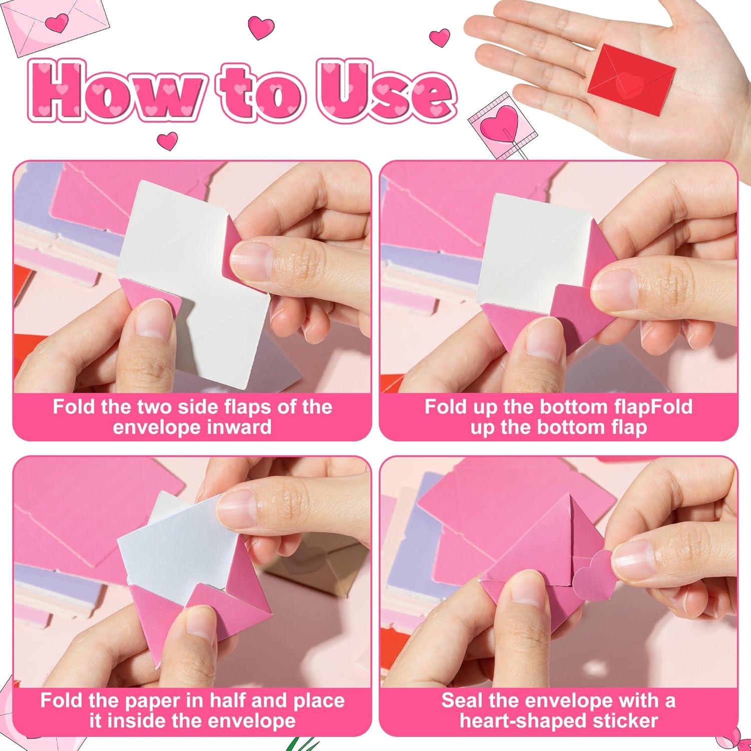 60Pcs Valentine'S Day Mini Tiny Love Notes Gifts For Him Her, Love Letter Cards With Envelopes, Lunch Notes Couple Gifts Ideas For Boyfriend Girlfriend Husband Wife