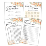 Fall Floral Bridal Shower Games - Who Knows Bride Best, What Did The Groom Say, Bridal Bingo, Word Scramble - 50 Pcs Engagement Party Favors, Autumn Wedding Game Card For Reception -02