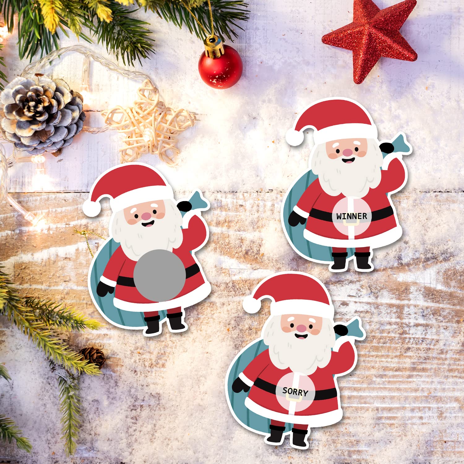 Scratch Off Game - 40 Funny Christmas Cards With Santa Shape For Adults, Xmas Holiday Party Activity