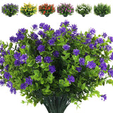 Artificial Flowers Outdoor Plastic 8 Branches Faux Plastic Corn-Flower Greenery Shrubs Plants Indoor Outside Hanging Planter Kitchen Home Wedding Office Garden Decor (Purple)