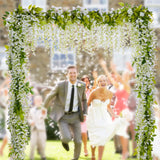 Wisteria Artificial Flowers Garland, 4Pcs Total 28.8Ft White Artificial Wisteria Vine Silk Hanging Flower For Home Garden Outdoor Ceremony Wedding Arch Floral Decor
